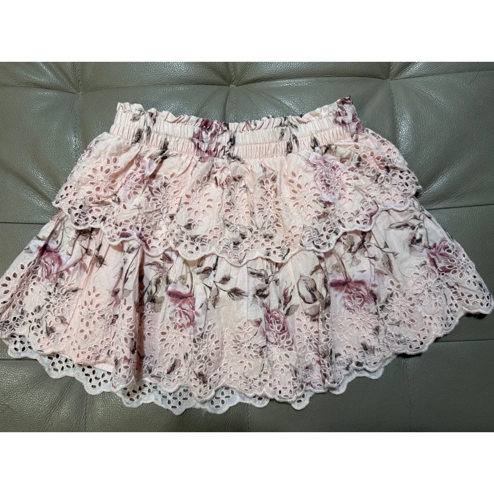 Gap x LoveShackFancy Kids Floral Eyelet Top and Skirt Set Pink Rose Size M 8-9